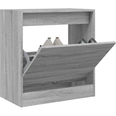 Zapatero de madera de ingeniería gris 60x34x63,5 cm