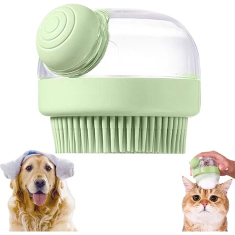1 Brosse de bain pour animaux, massage avec réservoir de mousse, en silicone souple, pour chiens chats et petits animaux (1/5)