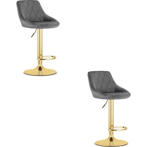 Kast Hocker - Samtgrau / goldener Fuß x 2 (1/5)