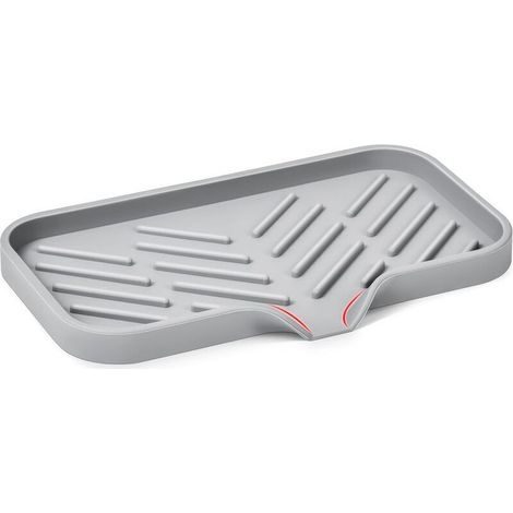 Porte-éponge en silicone pour comptoir de cuisine - Plateau de rangement pour savon à vaisselle et brosse / tasse / bol - Avec bec d'écoulement.. (1/4)