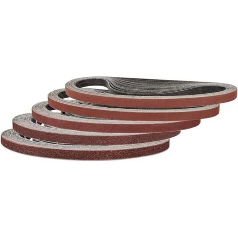 Lot de 25 bandes abrasives 9 x 533 mm, grain 60/80/120/240/400 pour ponceuse à bande, idéal pour le bois et la peinture