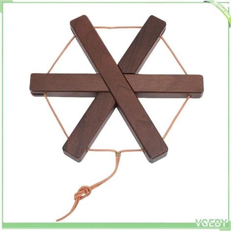 Dessous de plat hexagonal - FAFECI - Bois de noyer noir - Antidérapant - Protection thermique - Détachable (1/5)