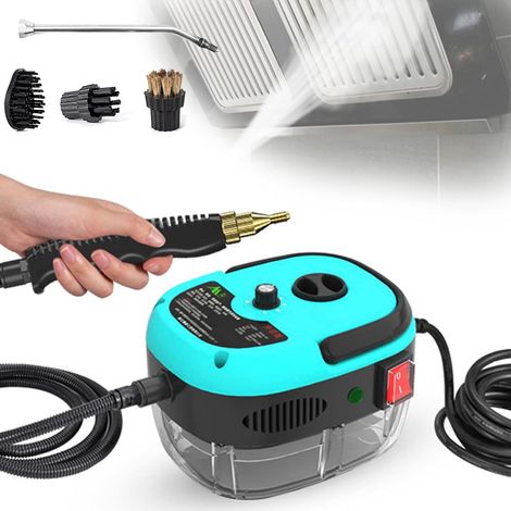 Nettoyeur vapeur portatif, 1 500 W, jet haute température, désinfectant (ensemble de 4 pièces), bouton mécanique, blanc (1/4)