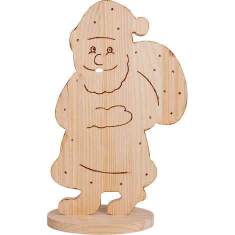 Figurine lumineuse de Noël LED en bois naturel décoration intérieur extérieur petit modèle - PANGIVO (1/5)