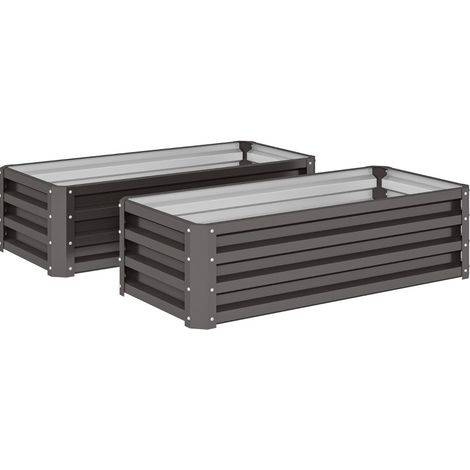 Hochbeet de metal 2 unidades con fondo abierto 110 x 50 x 30 cm gris oscuro HOMVRA (1/5)