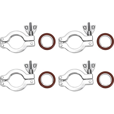 4 set di fascette stringitubo KF25 in acciaio inox 304 e O-ring con dadi a farfalla a sgancio rapido per il sistema (1/5)
