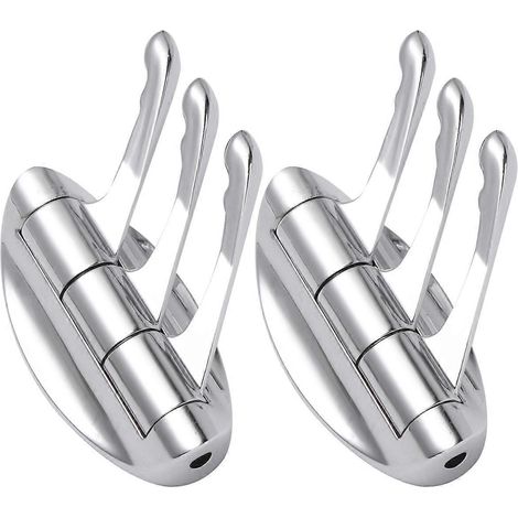 Lot de 2 crochets pivotants pour vêtements et serviettes, avec trois bras articulés, pour salle de bain, cuisine et chambre (argenté)-10.5X8.8cm-Silver (1/3)