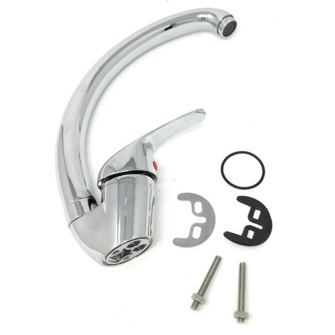 Rubinetto Per Lavello Cucina Miscelatore Canna Alta Ottone Cromato Mono Comando