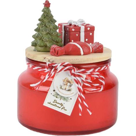 Decoris Candela di Natale Profumata in Vetro Rosso - 6,7x10 cm (1/3)