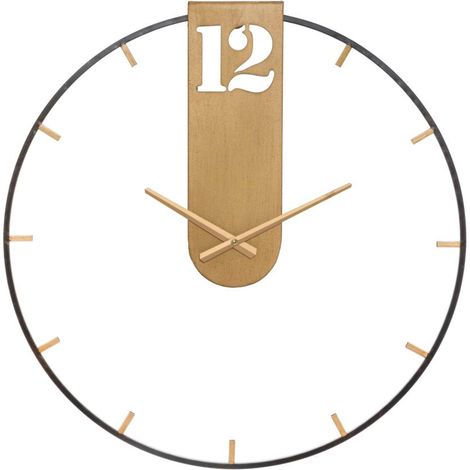 Orologio da Muro Oroy Ø60x4,5 cm in Ferro Oro e Nero (1/5)