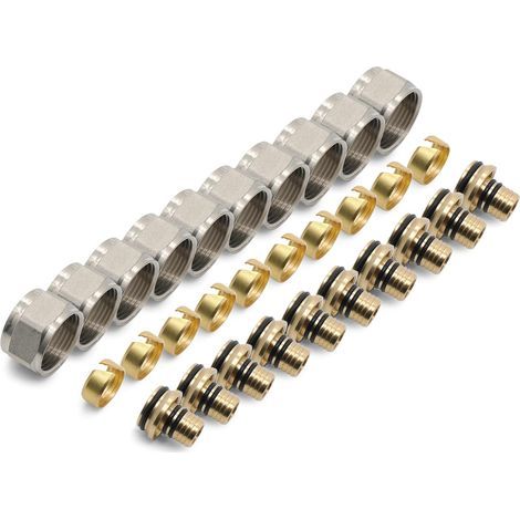 10 raccordi a compressione per tubi di riscaldamento da 16x2 mm e collettori per collettori a pavimento PEX da 3/4" Eurocone Pcs - (1/5)