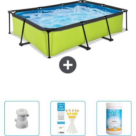 Piscine Rectangulaire Structure Chaux EXIT - 300 x 200 x 65 cm - Comprend des Accessoires CB73 (1/4)