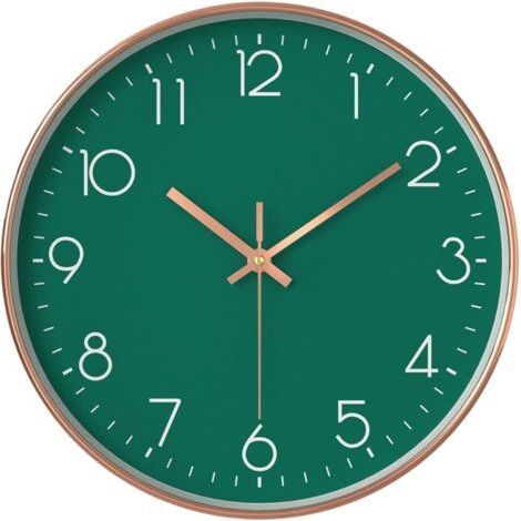 Orologio da parete moderno per bambini - Silenzioso - 30 cm - Al quarzo - Funziona a batterie - Ideale per ufficio, aula, soggiorno, camera da letto (verde) (1/4)