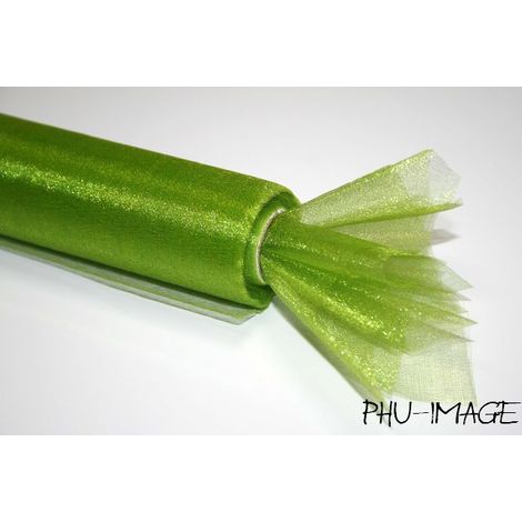 Organza decorativa de 48 cm, 1 unidad, color verde oliva claro. (1/2)