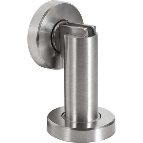 UlisemButoir de porte magnétique MS010 en aspect acier inoxydable - Butée de porte avec matériel de fixation au sol et au mur - Bloc Porte aimanté - Ø 5cm, hauteur 8,4cm (1/4)