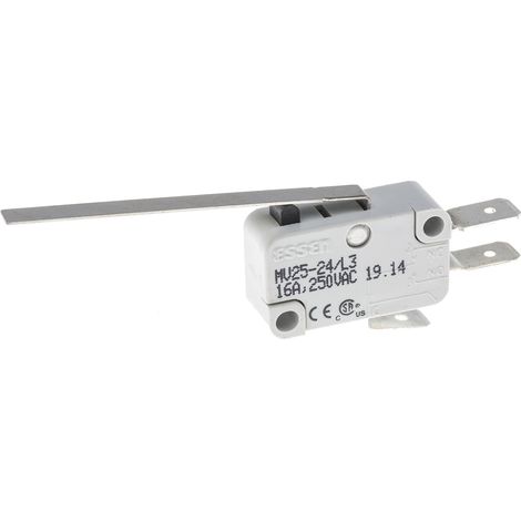 Microrupteur RS PRO Levier long droit, 1 RT, 16 A @ 250 V c.a., Connexion rapide 250V c.a. ( Prix pour 1 )