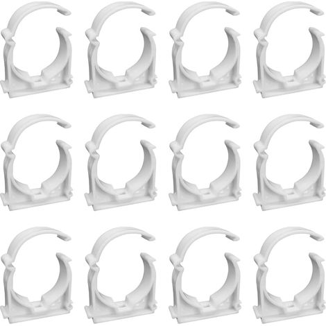 Lot de 12 colliers de serrage en plastique de 32 mm en forme de U pour tuyau d'eau de cuisine, piscine, salle de bain (blanc) (1/5)