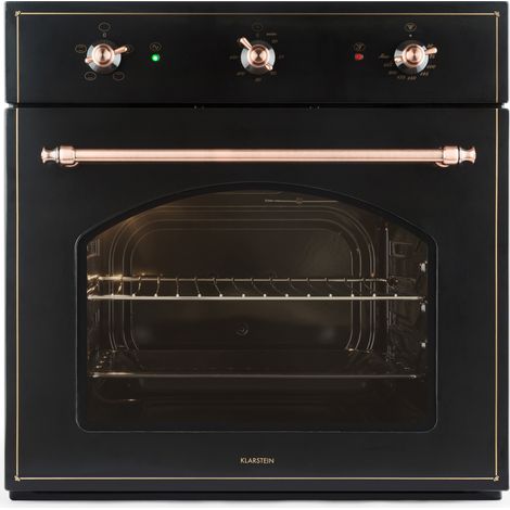 Klarstein Vilhelmine - Einbau-Backofen, Elektrobackofen, 55 Liter Volumen, Vintage-Design, 3 Betriebsfunktionen, Ober- Unterhitze, Garzeit-Timer, Edelstahl, schwarz-kupfer (1/5)