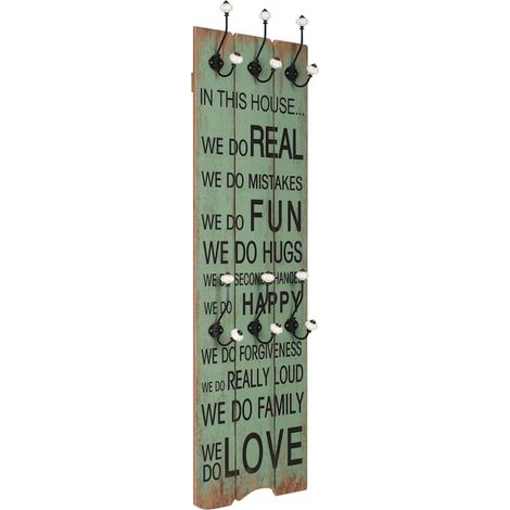 vidaXL Wall-mounted Coat Rack with 6 Hooks 120x40 cm "HAPPY LOVE (1/5)