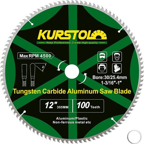 Lame de Scie Circulaire Aluminum 305 mm x 100 dents x 30 mm alésage (anneau 25,4 mm) pour Aluminium, Métaux non ferreux, Plastique (1/5)