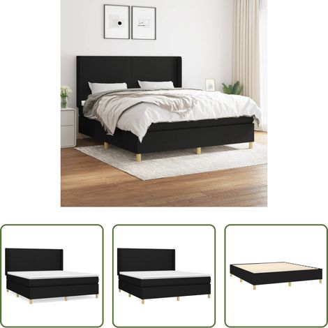 vidaXL Kopfteil - Boxspringbett mit Matratze Schwarz 180x200 cm Stoff (1/5)