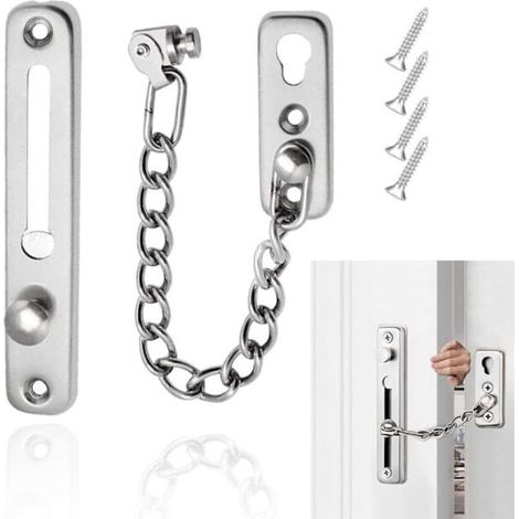 Chaîne de sécurité, verrou de sécurité pour porte coulissante, protection fiable pour la maison et l'hôtel avec chaîne argentée pour rail coulissant-AquaForge (1/3)
