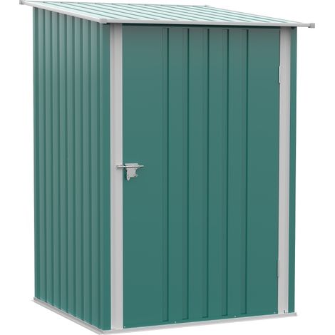 Abri de jardin en métal vert avec toit monopente, porte verrouillable, 100 x 103 x 160 cm (1/5)