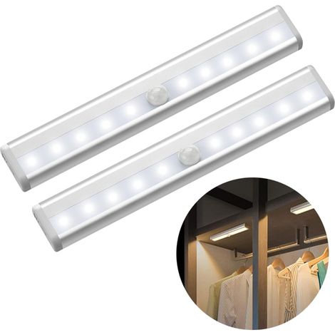 Lot de 2 lampes LED pour placards avec détecteur de mouvement pour l'intérieur et l'extérieur des placards de cuisine [Classe énergétique A+++] (1/5)