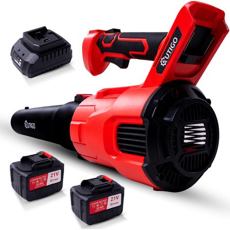 Outigo – Souffleur à batterie 21V avec 2 batteries 4,5Ah – Vitesse 45m/s, débit 9m³/min – Design léger pour nettoyage intensif