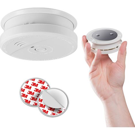 Détecteur de fumée NF 5 ans – Fixation magnétique sans perçage – Capteur optique – Zone de détection 40 m² – Avertisseur piles faible – Evacuate