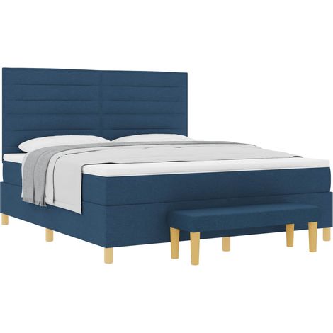 Maison Exclusive - Lit à ressorts avec tête de lit Bleu 200 x 180 cm tissu (1/5)