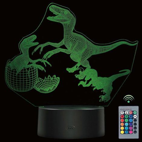 SCSYV 3D-Nachtlicht mit optischer Illusion, 16 farbwechselnden LEDs und Fernbedienung (Dinosaurier), ideales Geschenk für Kinder (1/5)