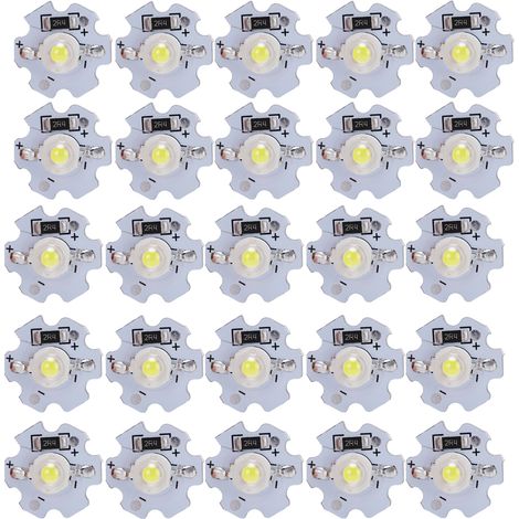 25 pièces LED haute puissance 3W 200LM, puces 5V blanc pur 6000‑6500K pour éclairage DIY (1/5)