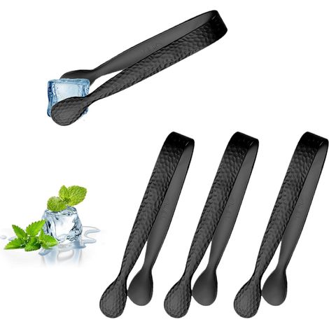 4 Pièces Pince Alimentaire, Acier Inoxydable 304, Design U Noir, Pour Glaçons Et Bonbons, Cuisine Et Bar (1/5)