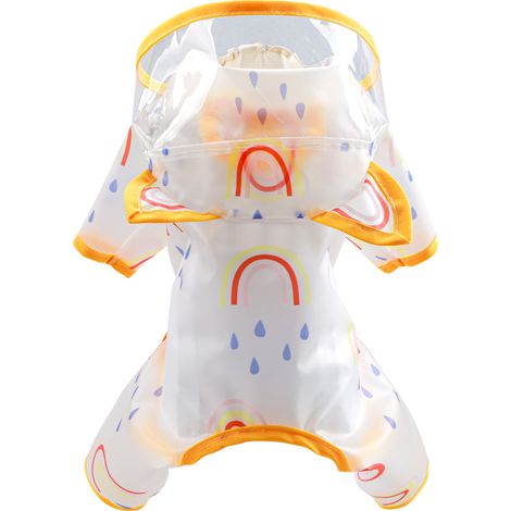 Imperméable arc-en-ciel pour chien, veste de pluie légère et imperméable pour chats et chiots, manteau transparent avec capuche, vêtement de pluie (1/5)