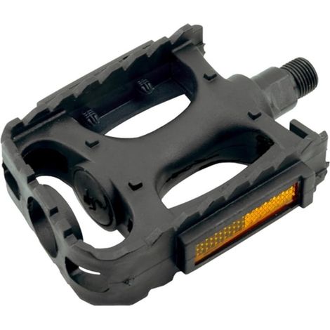 1 paire de pédales de vélo BTT VTT Ville de base avec réflecteurs, filetage W-9/16