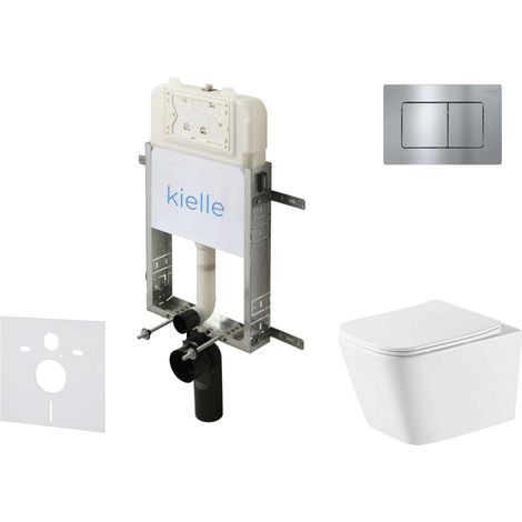 kielle Genesis New - Set Vorwandinstallation, WC Arkas I, Vortex Rimless+, Softclose-Sitz und Betätigungsplatte Gemini New III, Hochglanzchrom 30528SZ80 (1/5)