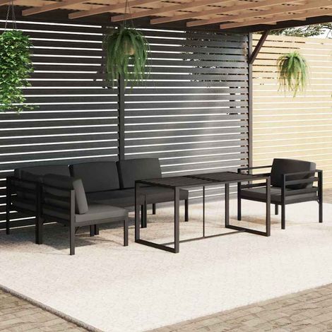 vidaXL Set muebles de jardín 6 pzas y cojines aluminio gris antracita (1/5)