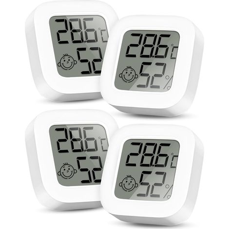 Mini Thermomètre Numérique LCD - Thermomètre et Hygromètre d'Intérieur, Thermo-Hygromètre, Humidomètre pour Chambre de Bébé, Salon, Bureau, Serre, Cave à Vin, 4 Pack (1/5)