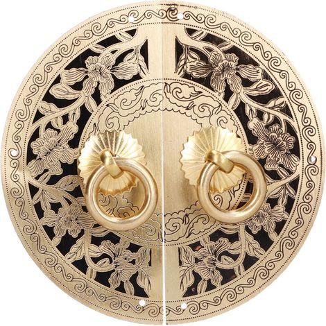 Poignée de porte en laiton à motif de fleurs rondes de 11 cm, pour armoire, placard, salon (1/5)