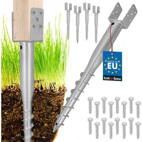 KOTARBAU® Base di ancoraggio a U in acciaio per pali di recinzione e gazebo, 81 x 710 mm, set da 4