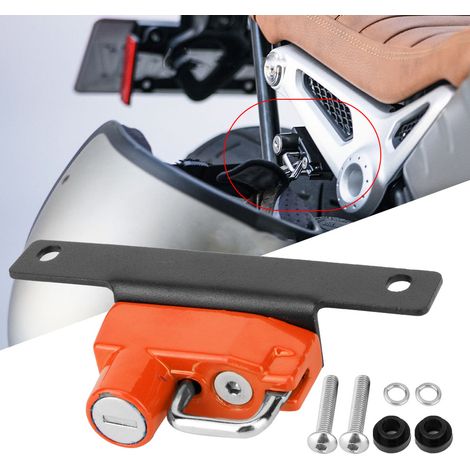 Antivol de casque de moto côté droit en alliage, compatible avec R NineT (Orange) (1/4)