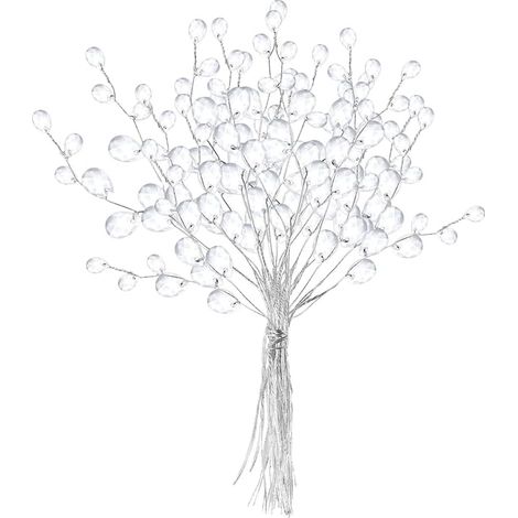 60 Pièces Floral Wire Stems with Acrylic Bead Drops Lightweight Aluminum Wedding Bouquet Picks Stable Design for DIY Home and Holiday Decorations (1/5)
