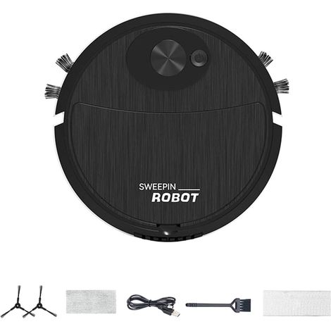 Robot Balai - Aspirateur Robot et Système de Nettoyage Humide 3-en-1 - Hauteur 5 4 Cm - Batterie Lithium 400 Mah - Pour Sol Dur - 1 Pièce