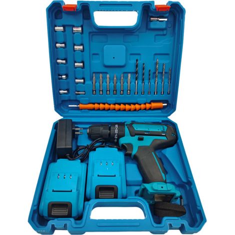 Perceuse Visseuse Sans Fil 21V, Perceuse Électrique Multifonction avec 2 Batteries Lithium et Chargeur, Tournevis Électrique Compact pour Bricolage