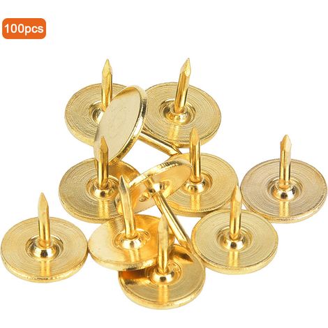 100 clous décoratifs ronds à tête plate, clous décoratifs pour meubles anciens, jaunes, 9 x 8 mm (1/5)