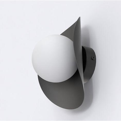 Lampada a parete Fiero in acciaio nero con diffusore in vetro