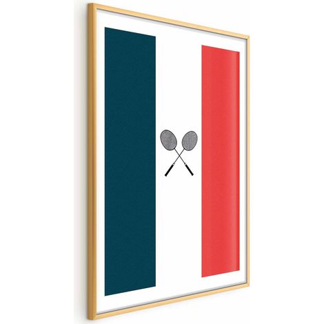Poster – Französische Flaggen und schwarze Badmintonschläger (1/4)