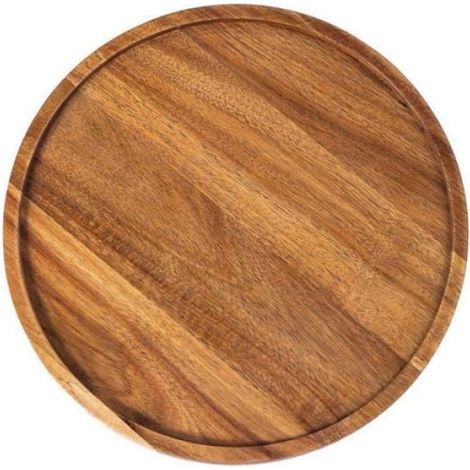 Plateau de Service - Bois d'Acacia Naturel - Rond - Pour Apéritif Charcuterie Décoration Intérieure - 1 Pièce (1/5)