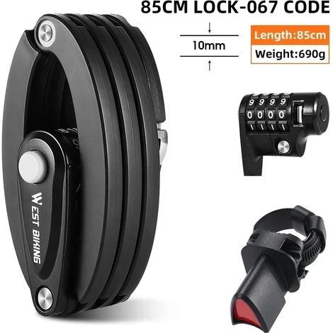 (85cn, cadenas à combinaison) Antivol pliable pour vélo, haute sécurité, accessoires de vélo (1/5)